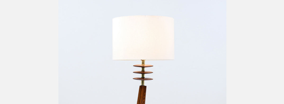 Mid-Century Modern Sculpted Floor Lamp with Brass Accents 