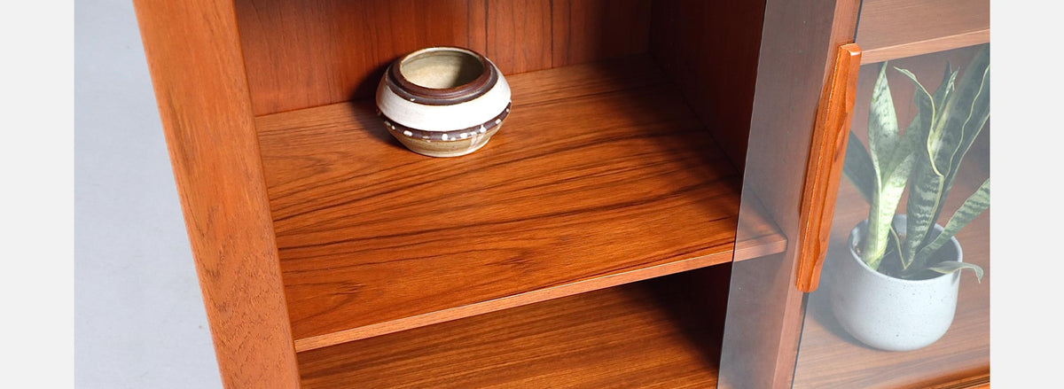 Bernhard Pedersen and Son Teak & Glass Bookcase Credenza
