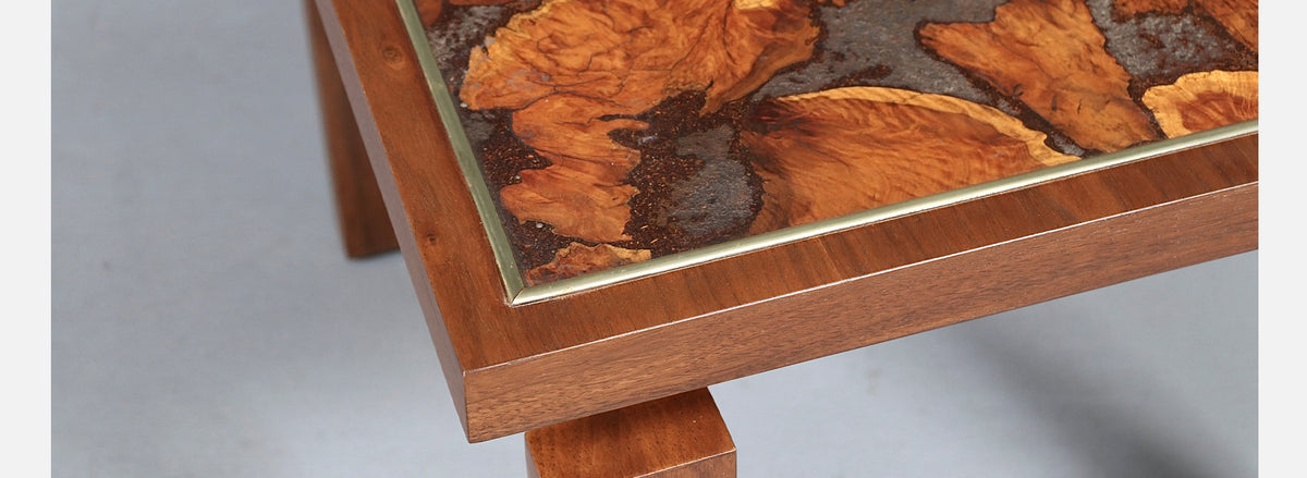 Mid Century Floating Top Walnut & Live Edge Side Tables by Lane
