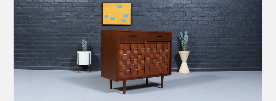 Edward J. Wormley Woven Front Cabinet for Dunbar