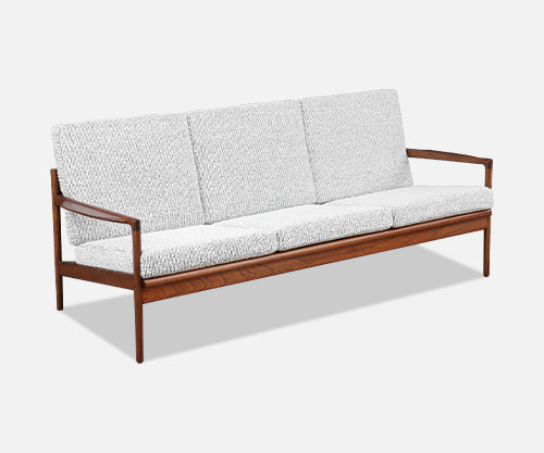 Ib Kofod-Larsen Sculpted Exoskeleton Walnut Sofa for Selig