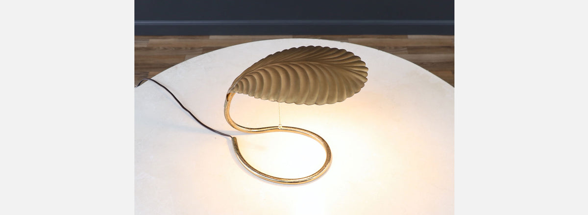 Post Modern Brass Leaf Shaped Desk Lamp