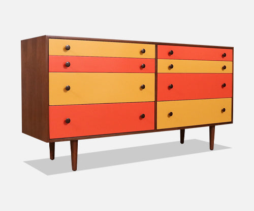 Milo Baughman Multi-Color Lacquered Dresser for Glenn of California. 