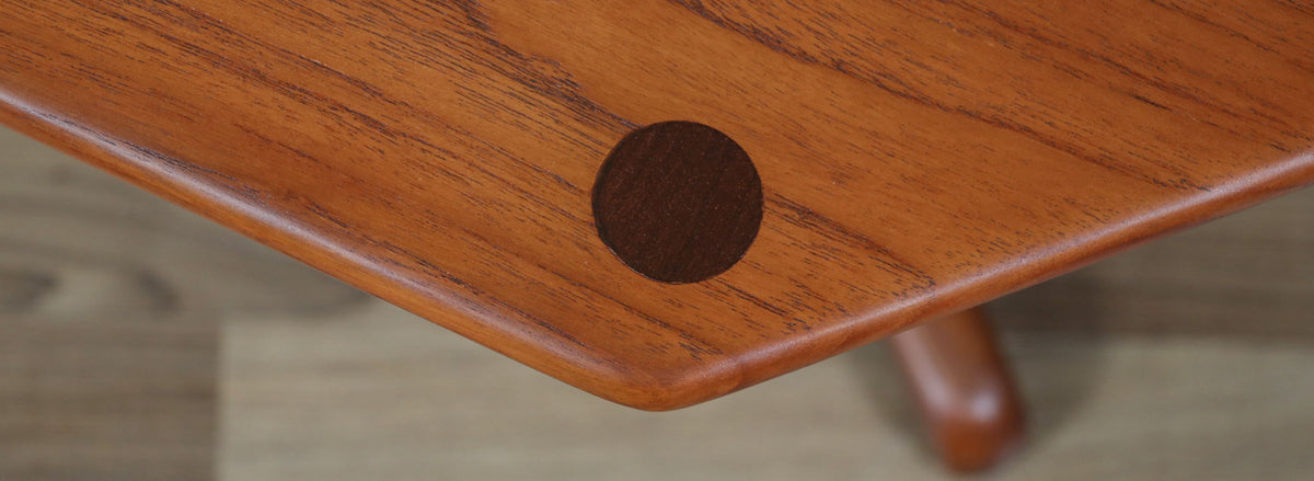 Danish Modern Pedestal Teak Side Table by B&M
