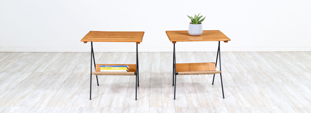 Arthur Umanoff Side Tables with Magazine Racks for Raymor 