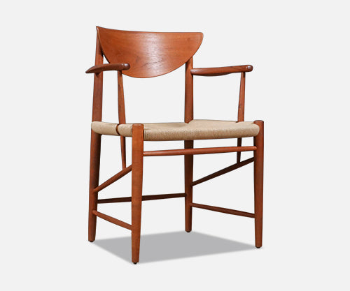 Peter Hvidt Model-317 Teak & Rush Chord Desk Arm Chair