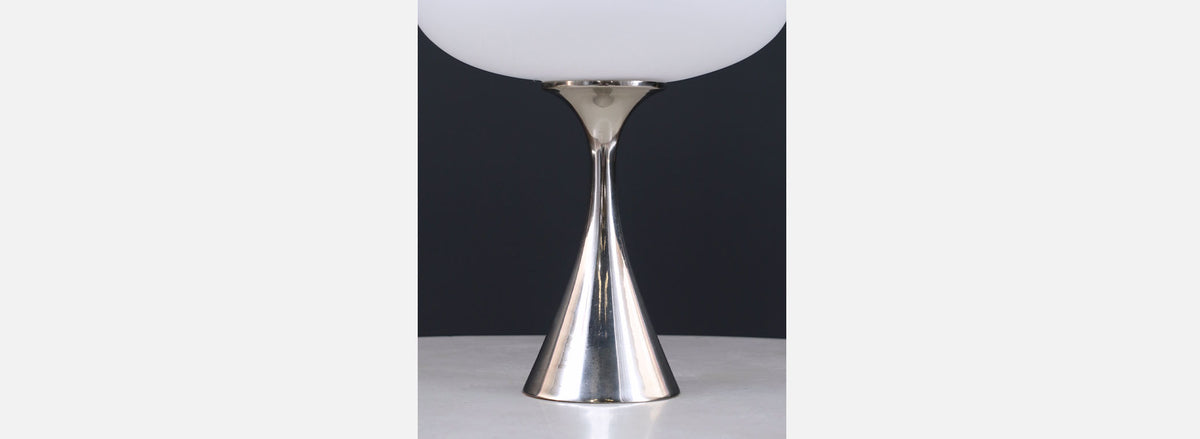 Laurel Chrome & Mushroom Frosted Glass Shade Lamp 