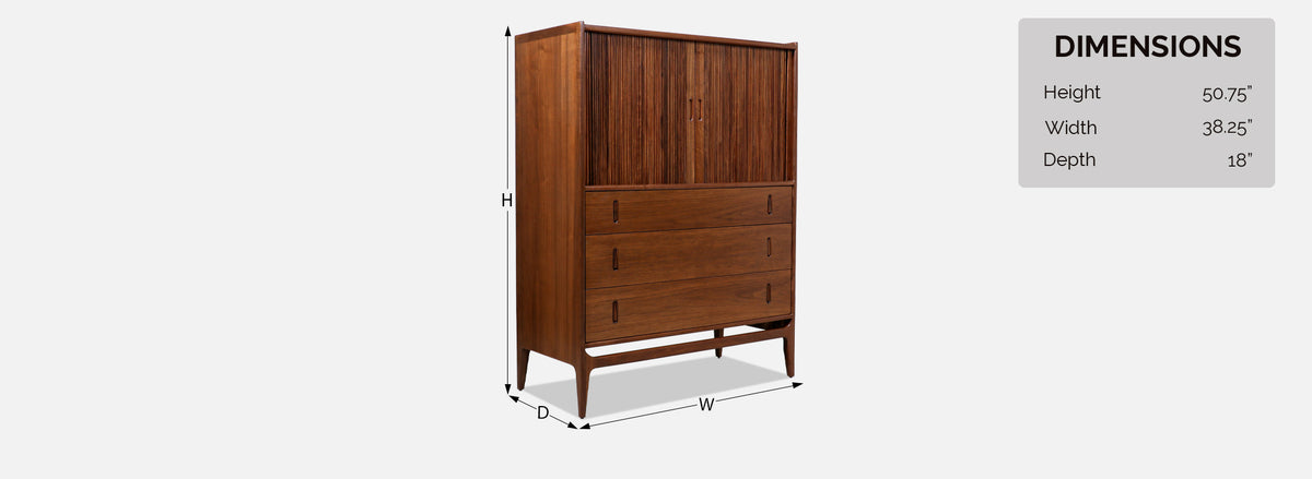 Richard Thompson Walnut Tambour-Door Chest for Glenn of California