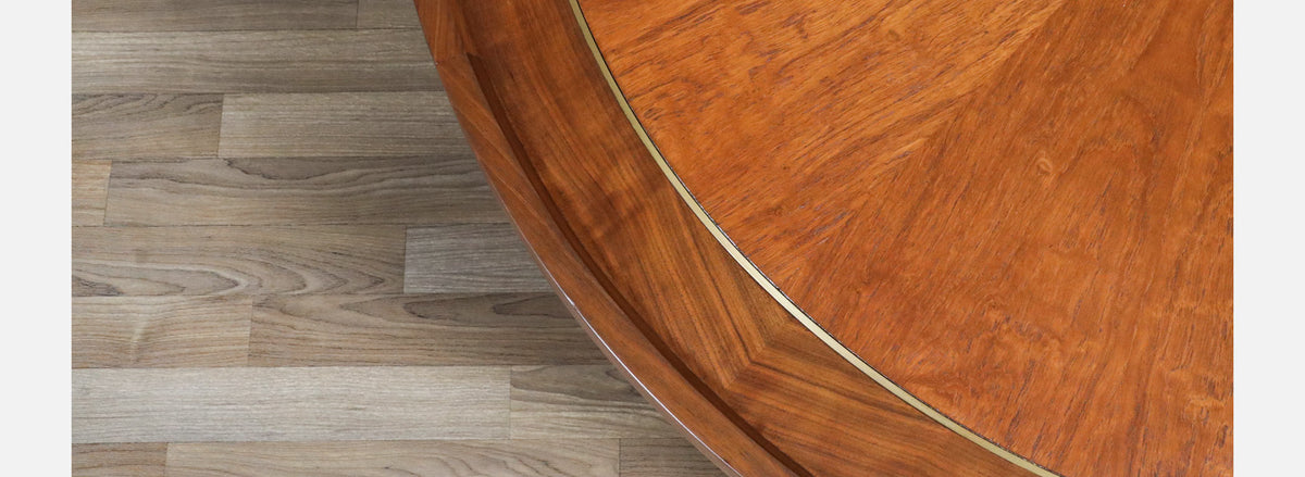 Michael Taylor Teak & Walnut Coffee Table w/ Brass Accents for Baker