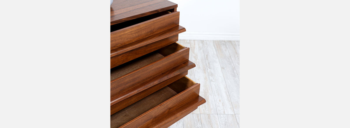 Mid-Century Modern Curved-Front Walnut Dresser by Young Furniture Company 
