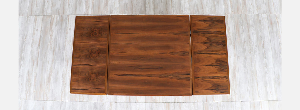 Danish Modern Expanding Draw-Leaf Walnut Dining Table 