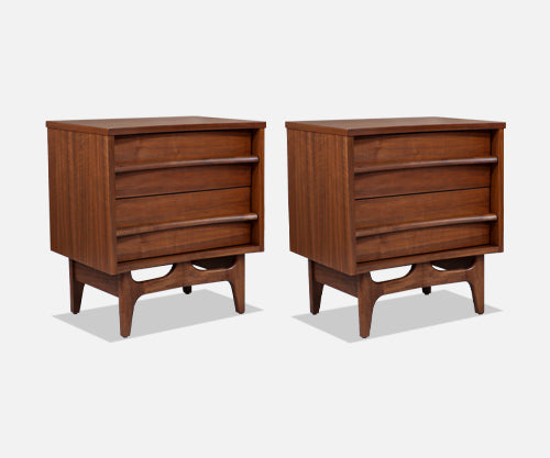 Mid-Century Modern Curved-Front Night Stands by Young Furniture Co. 