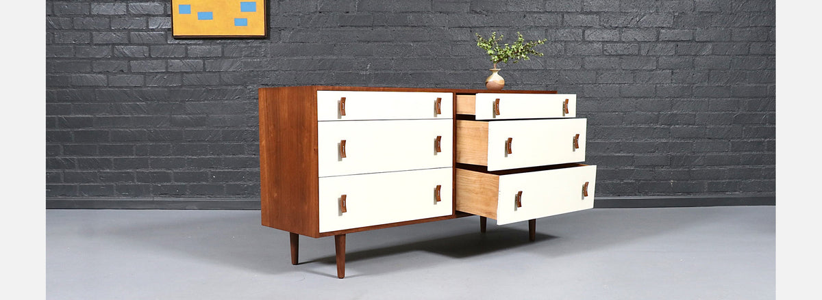 California Modern 6-Drawer Two-Tone Lacquered Dresser by Stanley Young