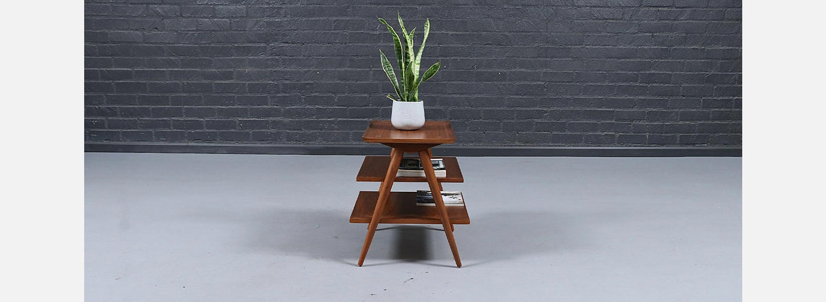 Merton L. Gershun Pyramid Tier Table w/ Steel Accent for American of Martinsville