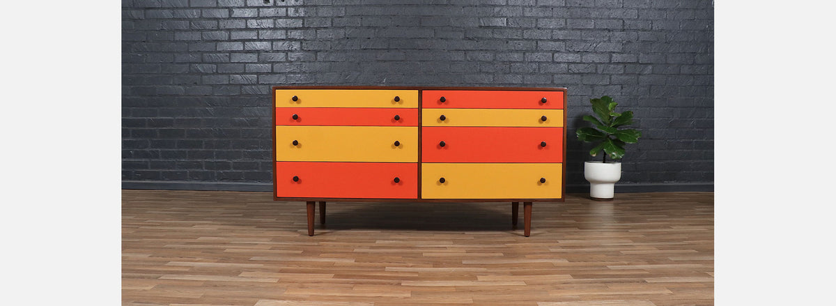 Milo Baughman Multi-Color Lacquered Dresser for Glenn of California. 