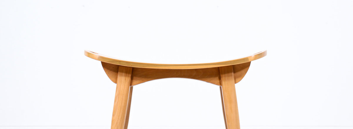 Mid-Century Modern Sculpted Primavera Wood Stool