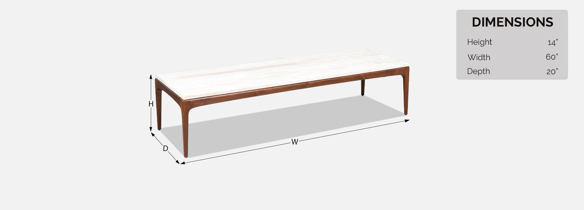 Lane "Rhythm" Coffee Table with Roman Travertine Stone Top