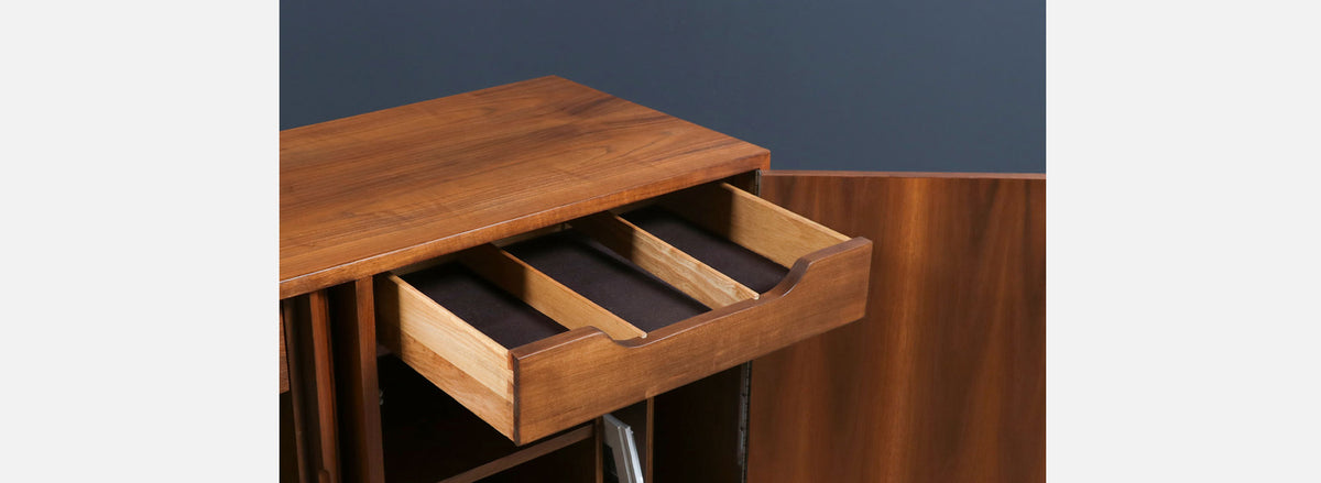 California Modernist Tambour-Door Credenza by Milo Baughman