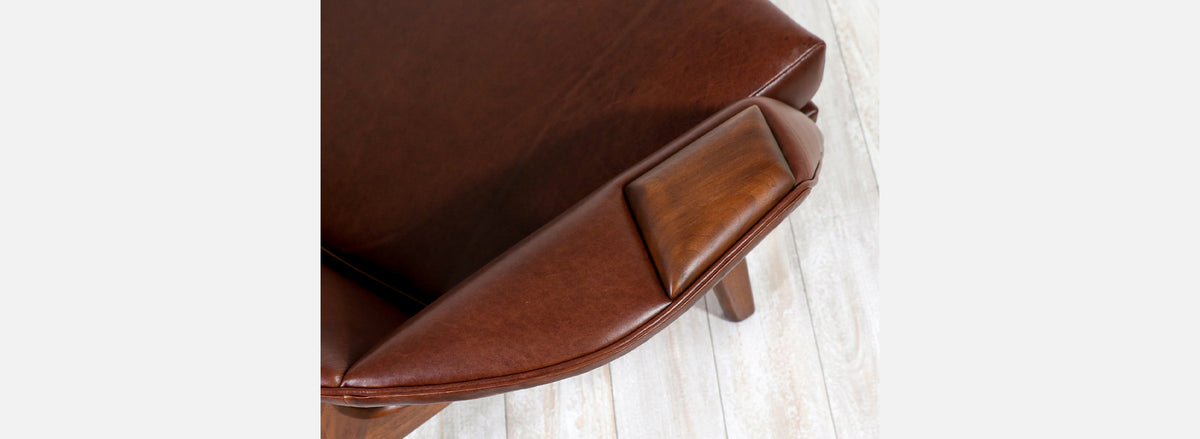 Adrian Pearsall Wing Back Cognac Leather Lounge Chair 