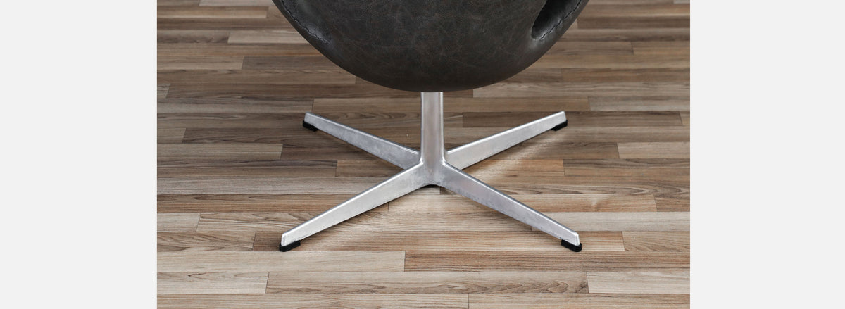 Vintage Arne Jacobsen Grey Leather "Swan" Chair for Fritz Hansen