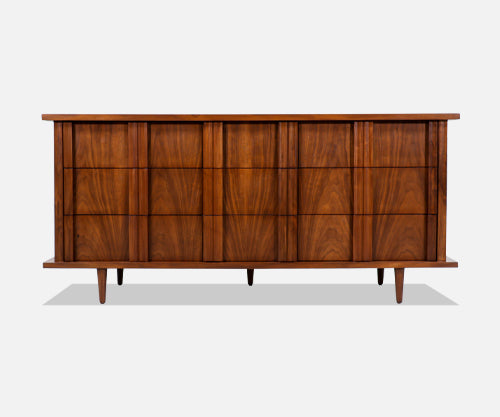 American of Martinsville Sculpted Walnut Dresser