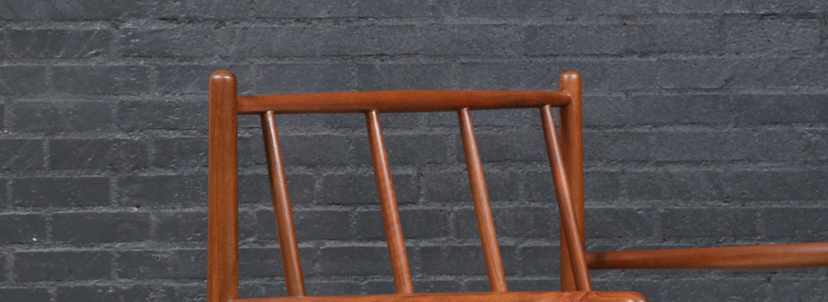Mid-Century Modern Sculpted Walnut Lounge Chair w/ Brass Sabots
