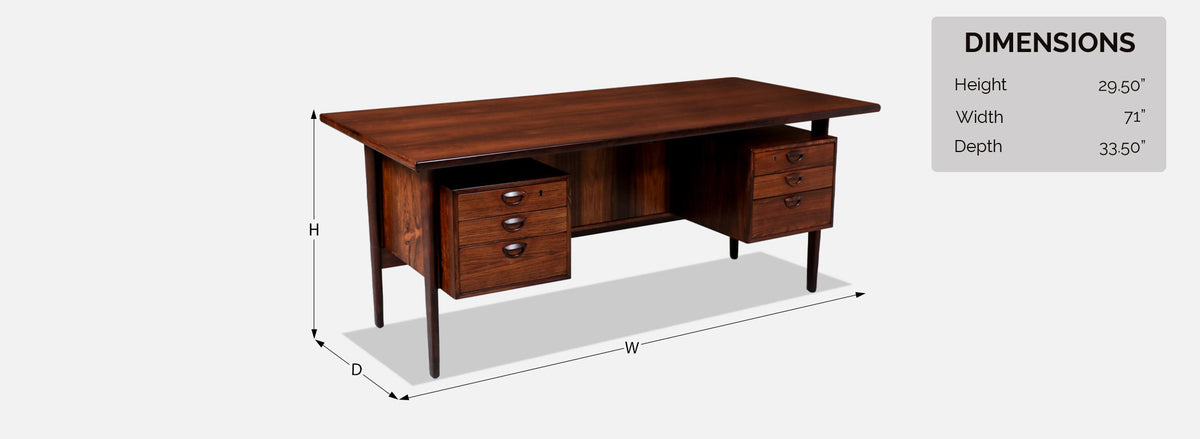 Kai Kristiansen Rosewood Desk with Bookcase for Feldballes Møbelfabrik