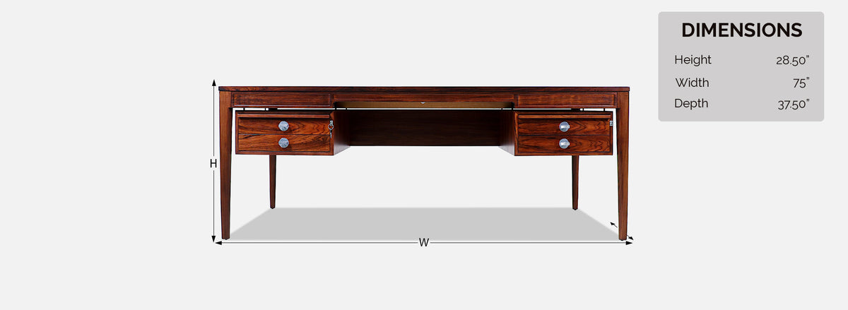 Finn Juhl "Diplomat" Executive Brazilian Rosewood Desk for France & Son