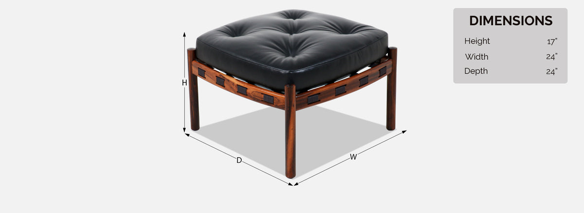 Arne Norell Sculpted Rosewood & Leather Stool for Coja 