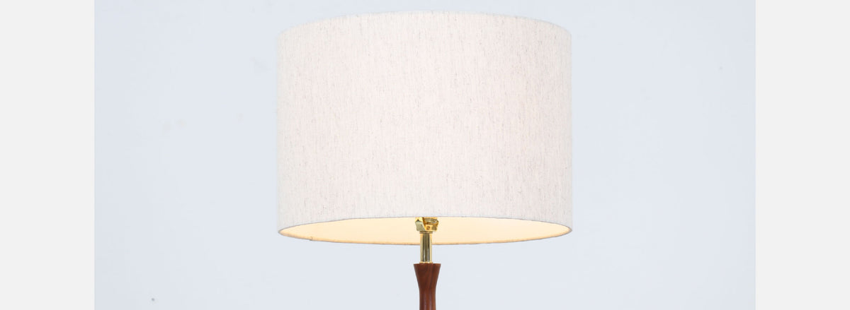 Mid-Century Sculpted Walnut Floor Lamp with Magazine Tray by Laurel 