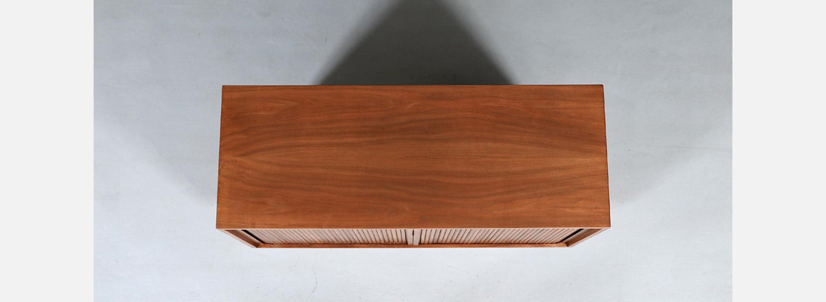 Vintage Barzilay California Modern Tambour-Door Walnut Credenza by Barzilay