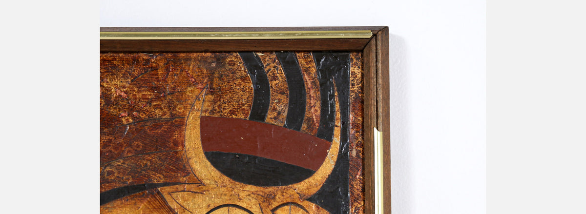 Mid-Century Modern Abstract Bull Painting by Larry Maschino