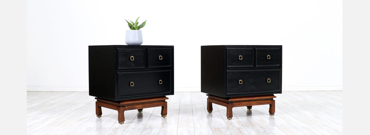 Mid-Century Modern Ebonized Night Stands by American of Martinsville