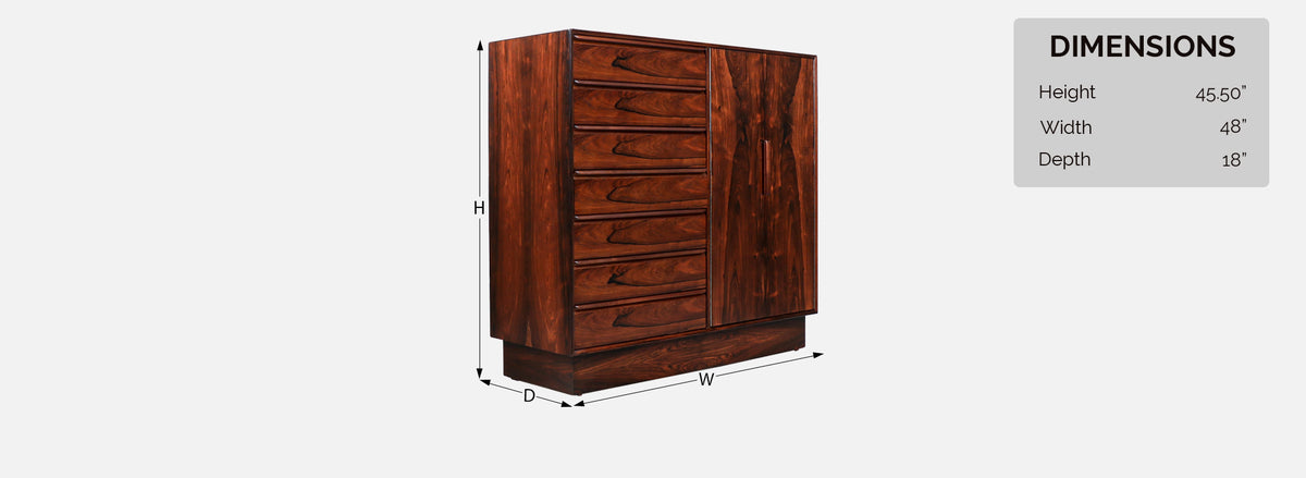Mid-Century Modern Brazilian Rosewood Bachelor Chest of Drawers 
