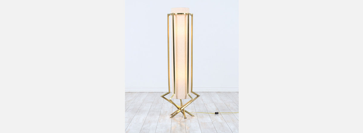 Mid-Century Modern Sculpted Brass Floor Lamp