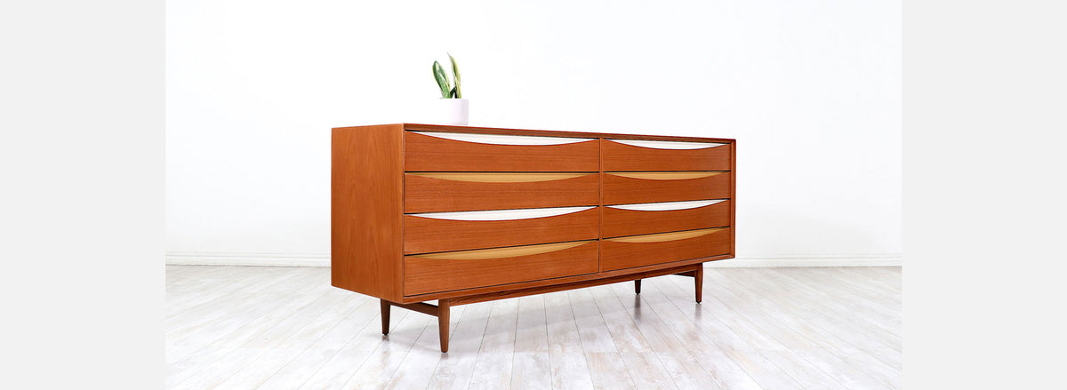 Arne Vodder "Triennale" Teak Dresser with Color Bowtie Drawers for Sibast Møbler