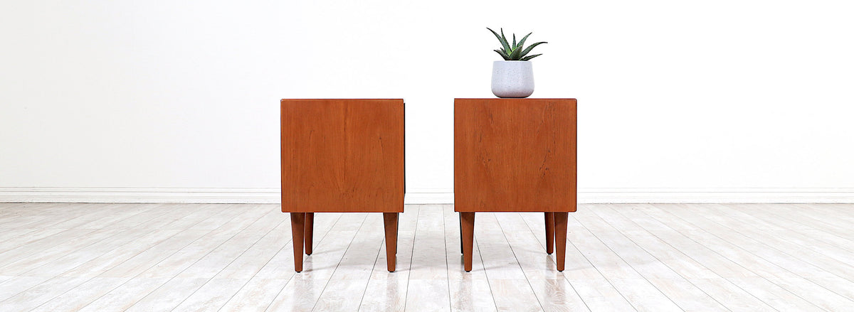 Mid-Century Modern Teak Night Stands with Bookcase by Westnofa