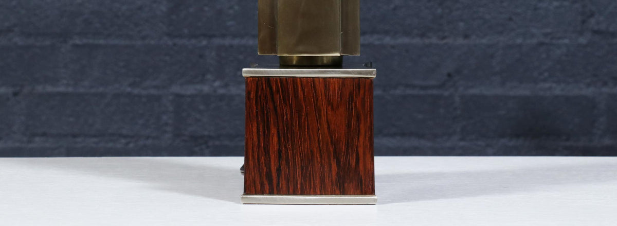 Laurel Sculptural Rosewood & Brass Table Lamp
