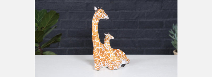 Mid-Century Italian Glazed Ceramic Giraffe Family Sculpture