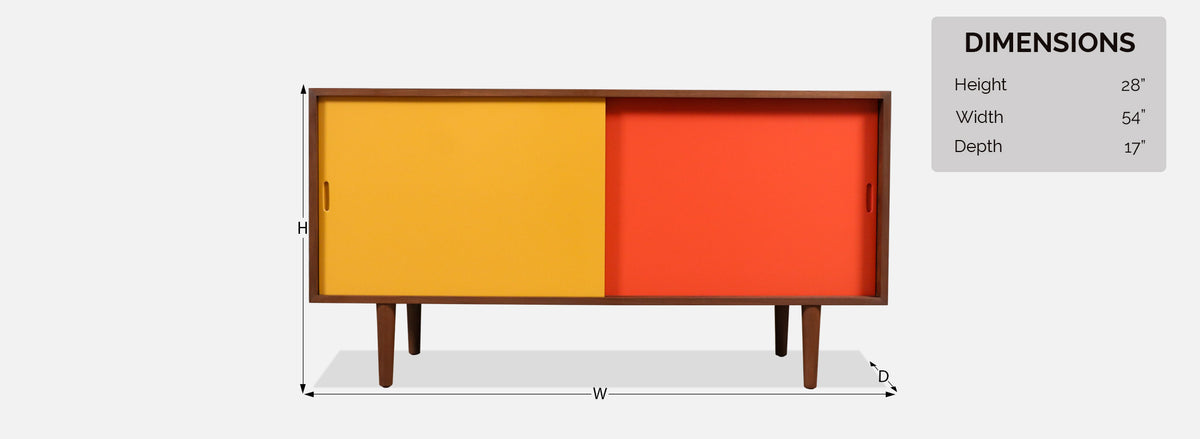 Custom Made Multi-Color Lacquered Credenza by Danish Modern LA