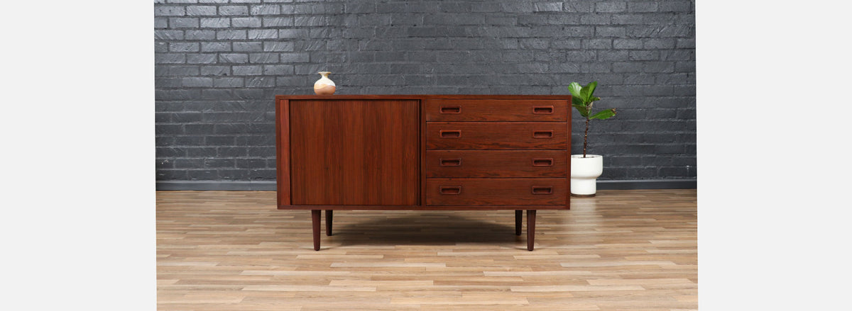 Carlo Jensen Tambour-Door Rosewood Credenza for Hundevad 
